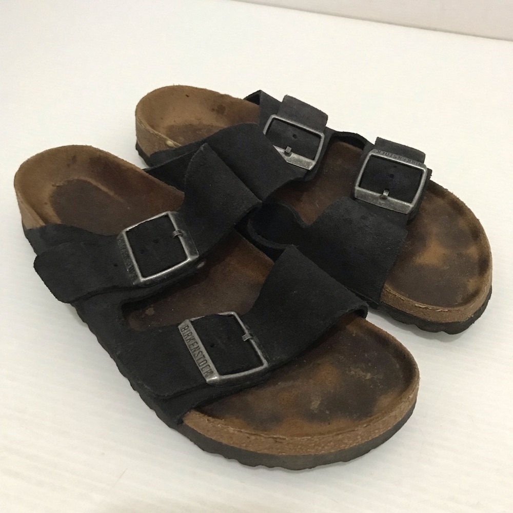 Birkenstock Black Suede Arizona Sandals Size 37